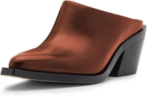 YDN Women Classic Mules Slip On Slippers Chunky Mid Heels Closed Pointed Toe Shoes Party Shopping Indoor Size 4-16 US