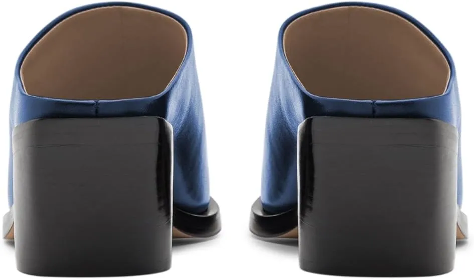 YDN Women Classic Mules Slip On Slippers Chunky Mid Heels Closed Pointed Toe Shoes Party Shopping Indoor Size 4-16 US