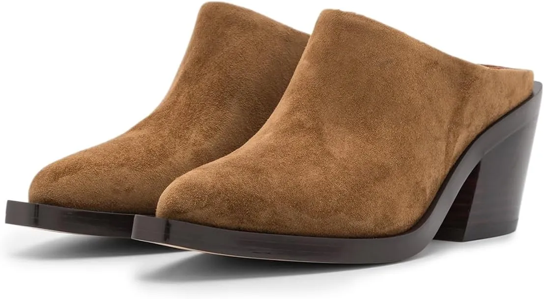 YDN Women Classic Mules Slip On Slippers Chunky Mid Heels Closed Pointed Toe Shoes Party Shopping Indoor Size 4-16 US