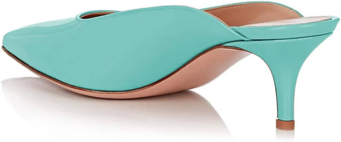 YDN Women Classic Pointed Toe Low Mid Heel Loafers Slip on Mules Slide Sandals Kitten Shoes Size 4-15 US