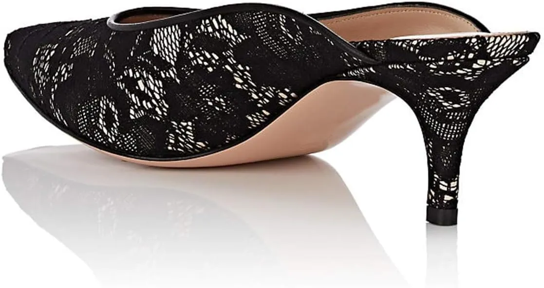 YDN Women Classic Pointed Toe Low Mid Heel Loafers Slip on Mules Slide Sandals Kitten Shoes Size 4-15 US