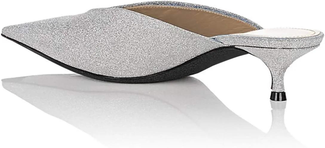 YDN Women Classic Pointed Toe Low Mid Heel Loafers Slip on Mules Slide Sandals Kitten Shoes Size 4-15 US
