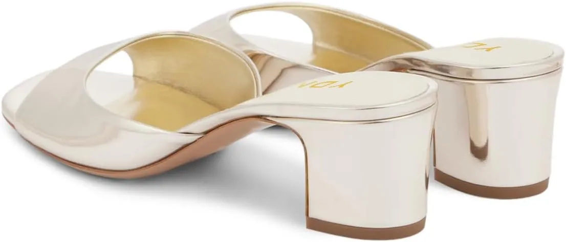 YDN Women Classic Square Open Toe Low Heeled Mules Slip On Chunky Heels Slides Sandals Prom Shopping Daily Shoes Size 4-16 US
