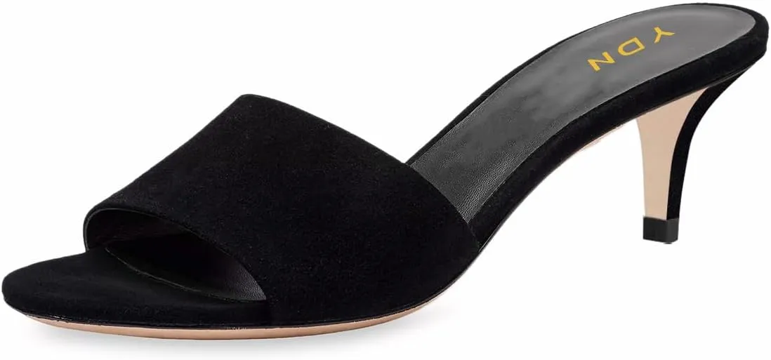 YDN Women Comfy Kitten Low Heel Mules Slip on Clog Sandals Open Toe Dress Pumps Slide Shoes Size 4-15 US