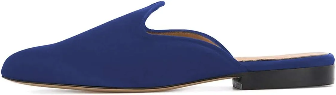 YDN Women Low Heel Comfort Pumps Slip on Mules Slide Sandals Pointed Toe Flats Loafers Backless Slipper Shoes
