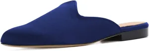 YDN Women Low Heel Comfort Pumps Slip on Mules Slide Sandals Pointed Toe Flats Loafers Backless Slipper Shoes