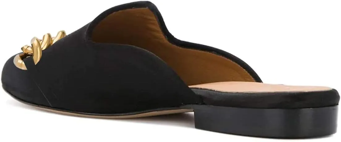 YDN Women Low Heel Comfort Pumps Slip on Mules Slide Sandals Pointed Toe Flats Loafers Backless Slipper Shoes