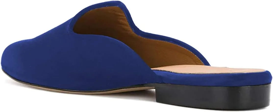 YDN Women Low Heel Comfort Pumps Slip on Mules Slide Sandals Pointed Toe Flats Loafers Backless Slipper Shoes