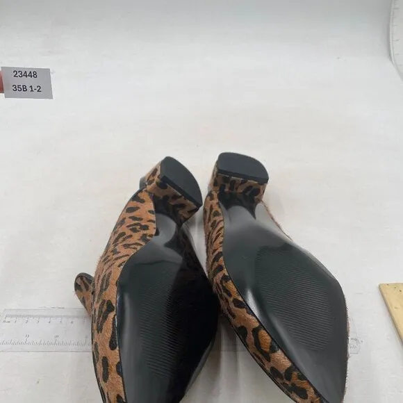 YDN Women Low Heel Mules Slip on Backless Sandals Pointed Toe Flats Leopard Shoe