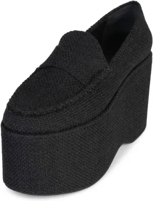 YDN Women's Platform Wedge High Heel Loafers Slip On Closed Rounded Toe Pumps Retro Office Leisure Party Shoes Size 4-16 US