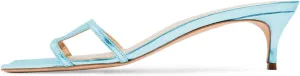 YDN Women's Square Open Toe Low Kitten Heels Slide Sandals Cutout Mules Pumps Summer Party Dress Shoes