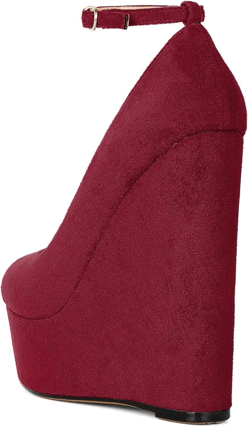 YODEKS Wedges for Women Closed Round Toe Ankle Strap Platform High Heel Wedge Pumps 6 Inches Dress Shoes