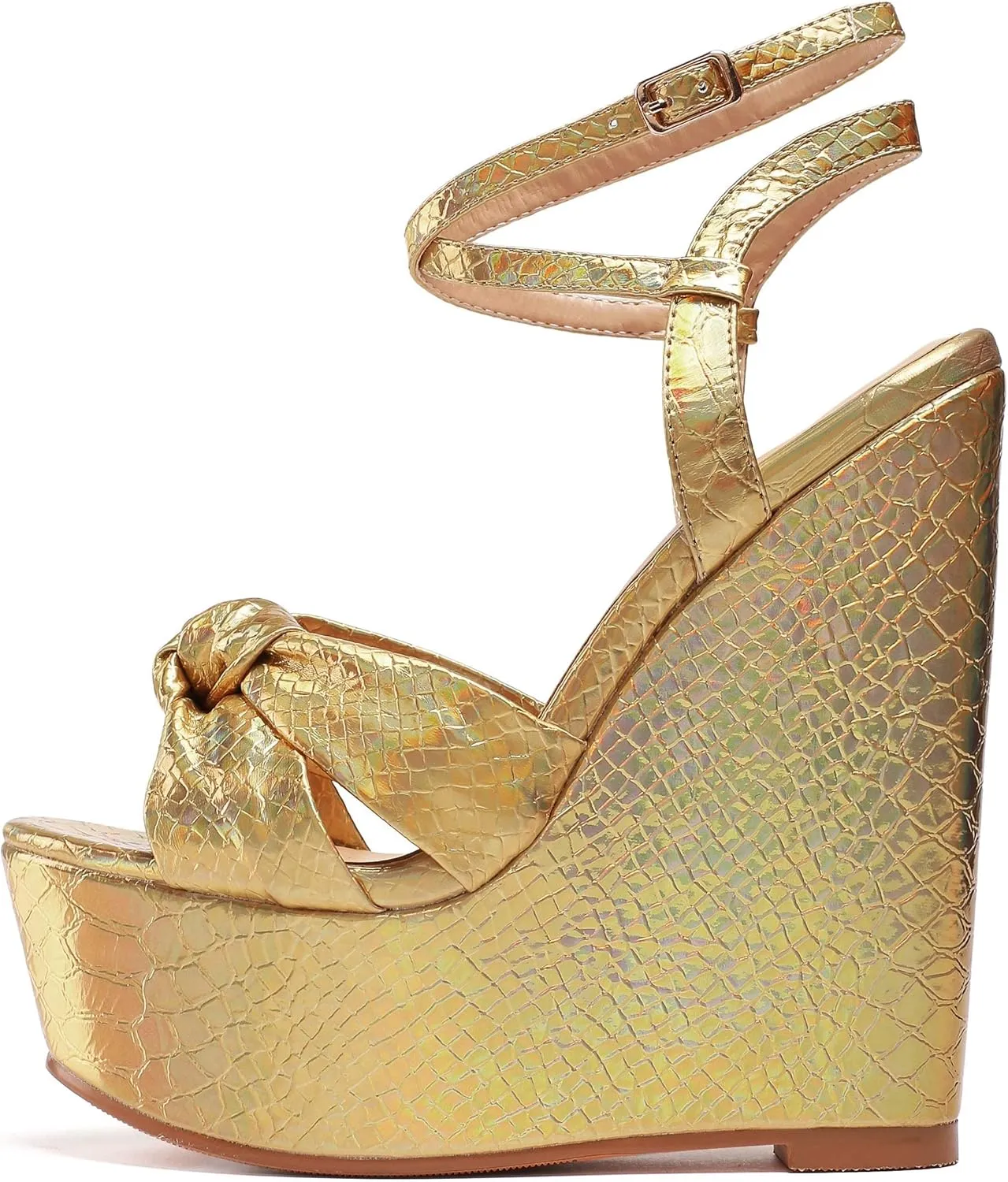 YODEKS Women's Sandals | High Heel Plataformas Wedges Shoes | Ankle Strap Open Toe Bow Tie Summer Shoes