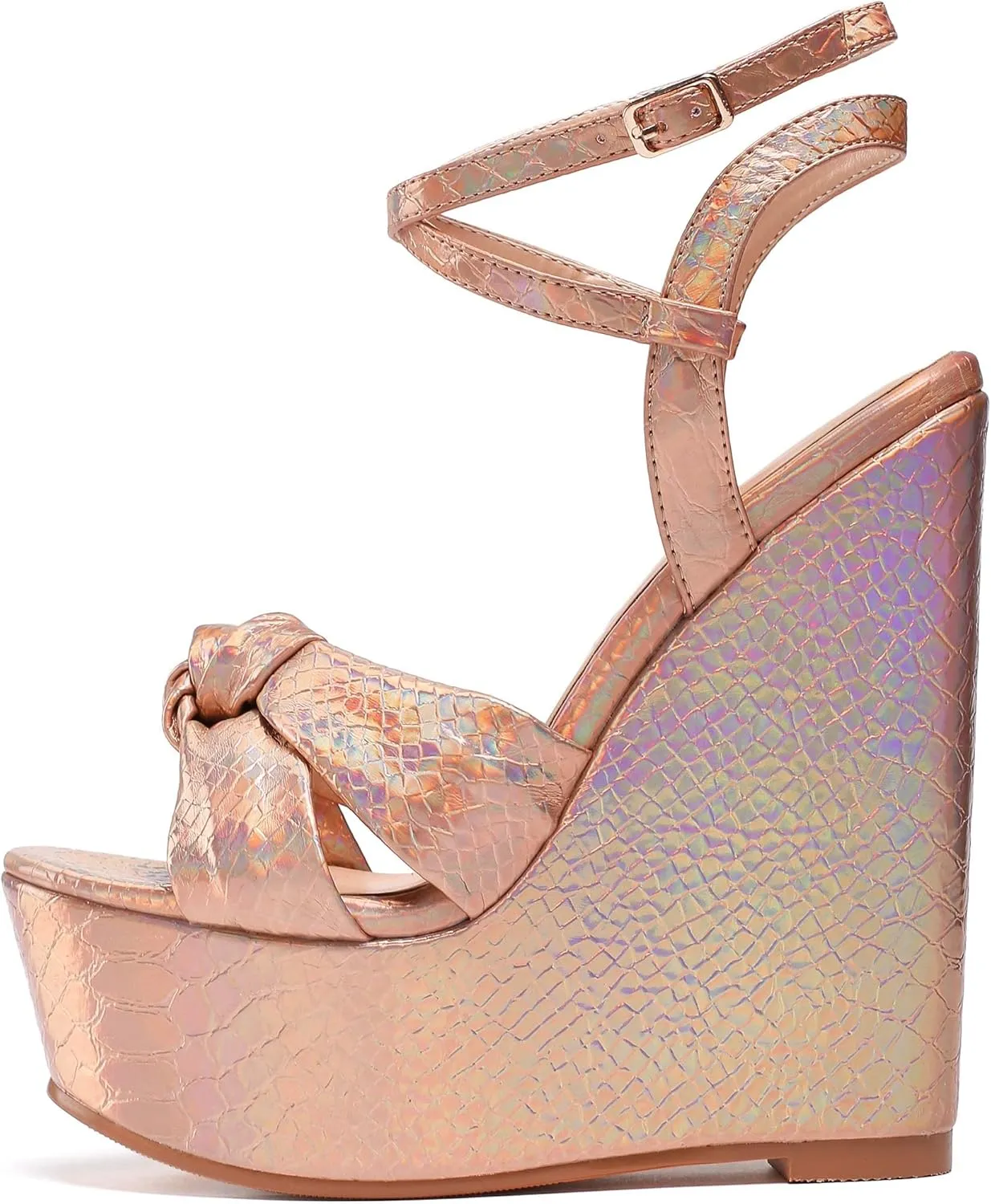 YODEKS Women's Sandals | High Heel Plataformas Wedges Shoes | Ankle Strap Open Toe Bow Tie Summer Shoes
