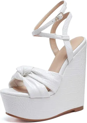 YODEKS Women's Sandals | High Heel Plataformas Wedges Shoes | Ankle Strap Open Toe Bow Tie Summer Shoes