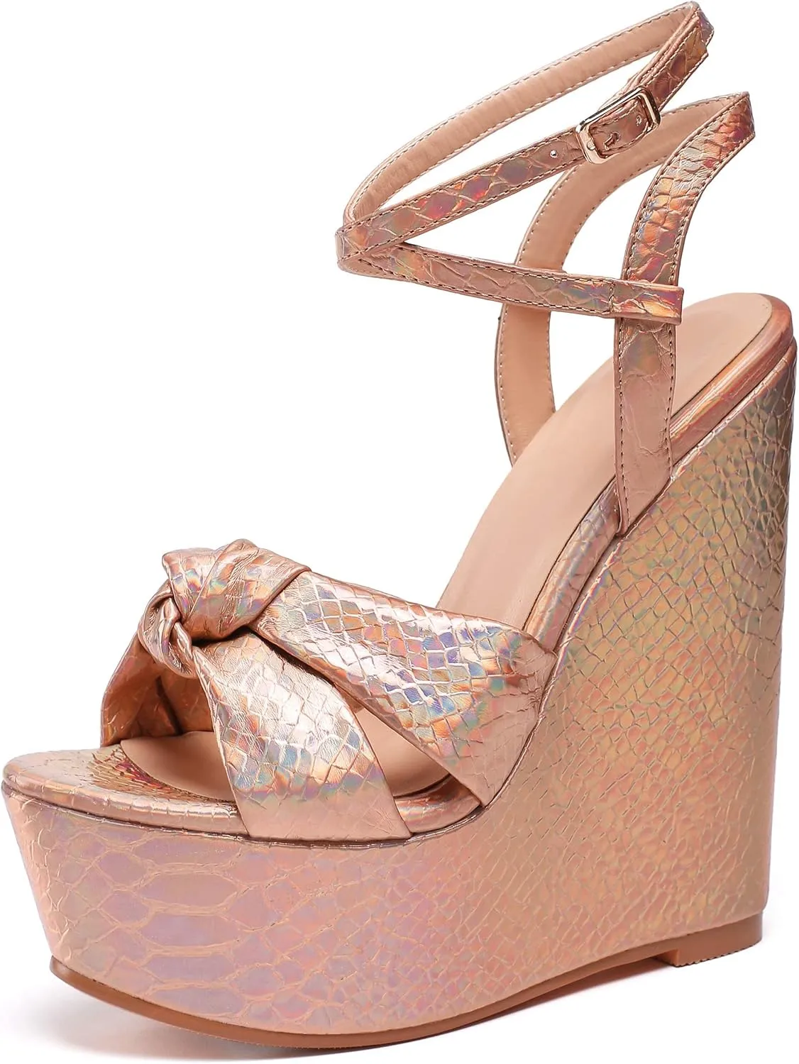 YODEKS Women's Sandals | High Heel Plataformas Wedges Shoes | Ankle Strap Open Toe Bow Tie Summer Shoes