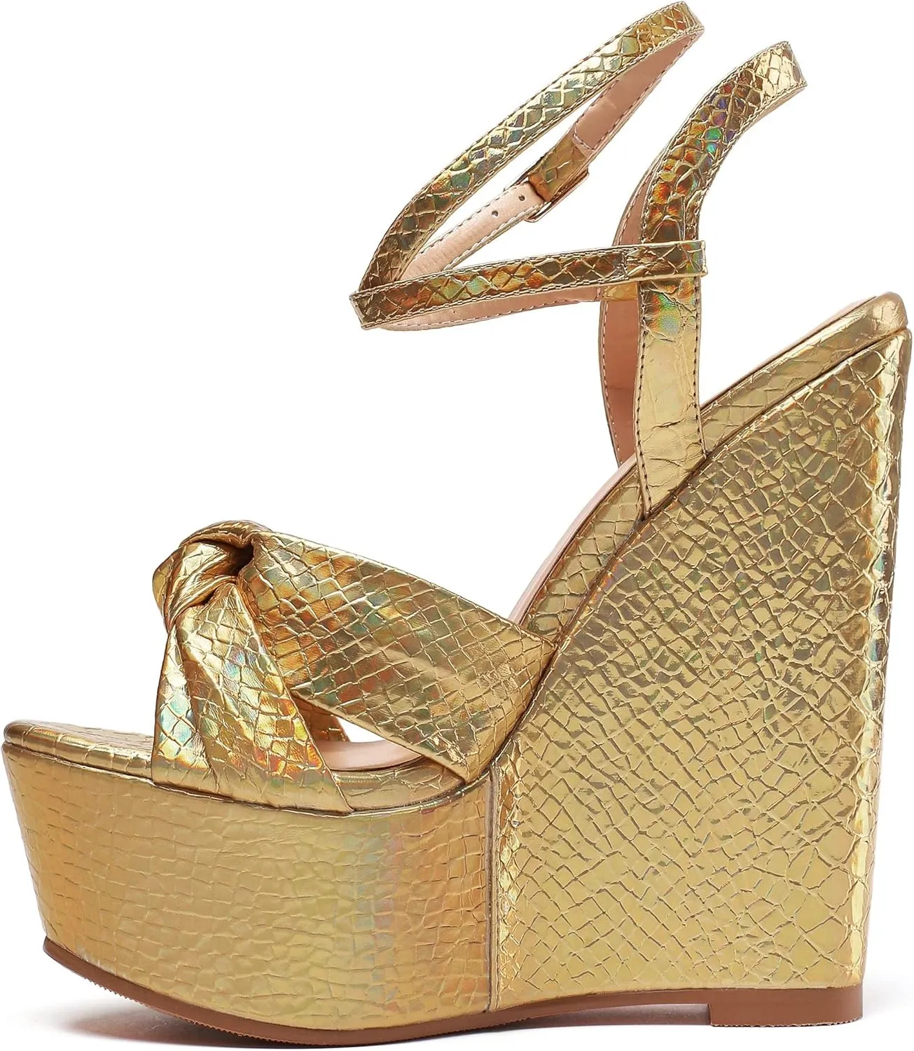 YODEKS Women's Sandals | High Heel Plataformas Wedges Shoes | Ankle Strap Open Toe Bow Tie Summer Shoes