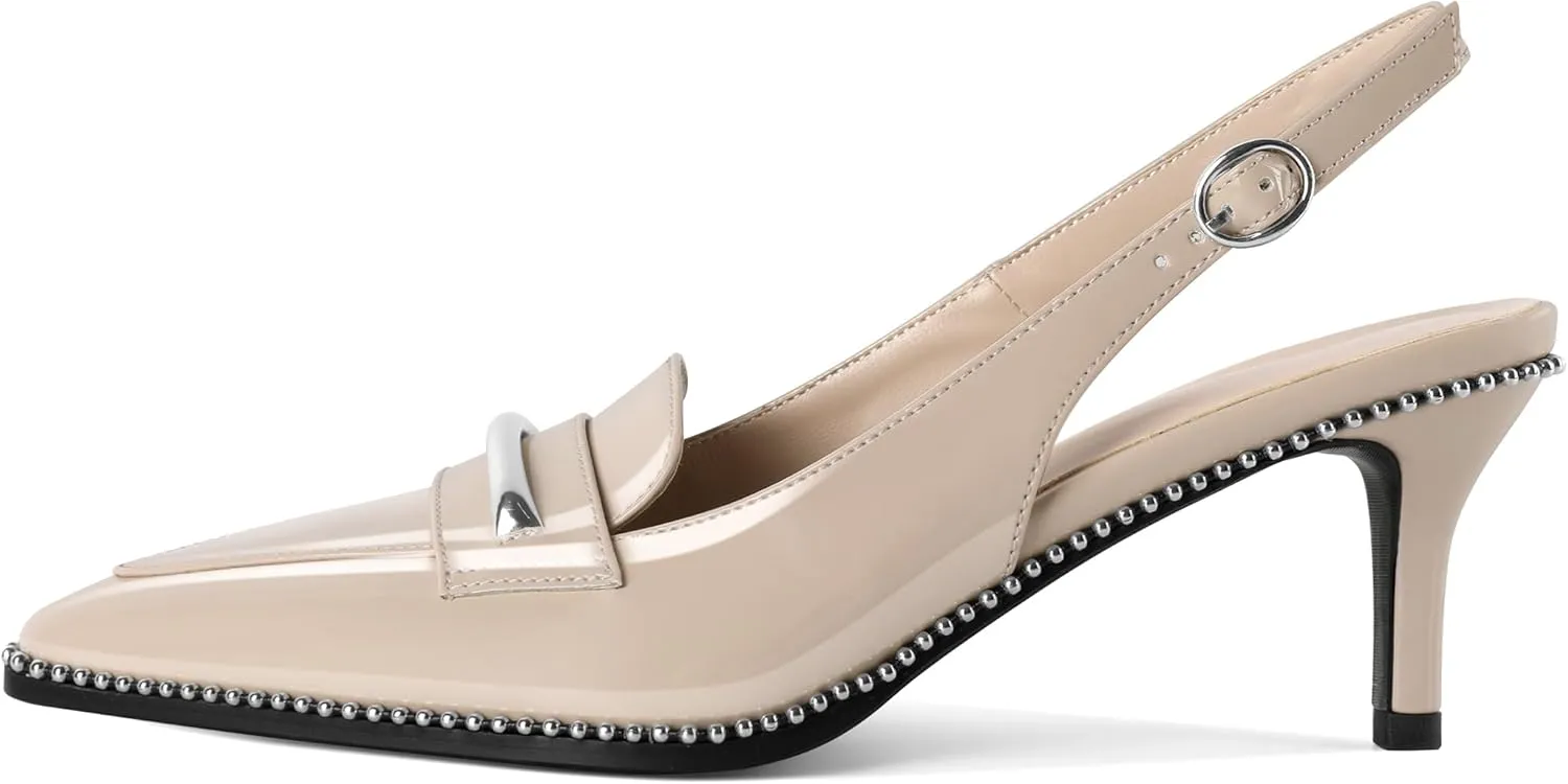 YODEKS Women's Slingback Heels Pointed Toe Low Heel 2.5" Loafers Shoes Size 5-13