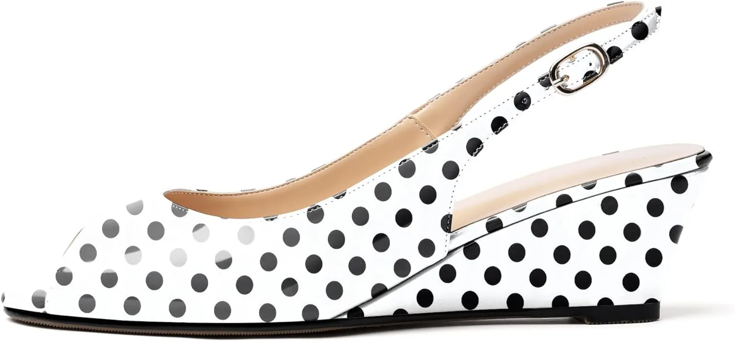 YODEKS Womens Wedges Peep Toe Low Heel Pumps 2 Inch Slingback Sandals Shoes