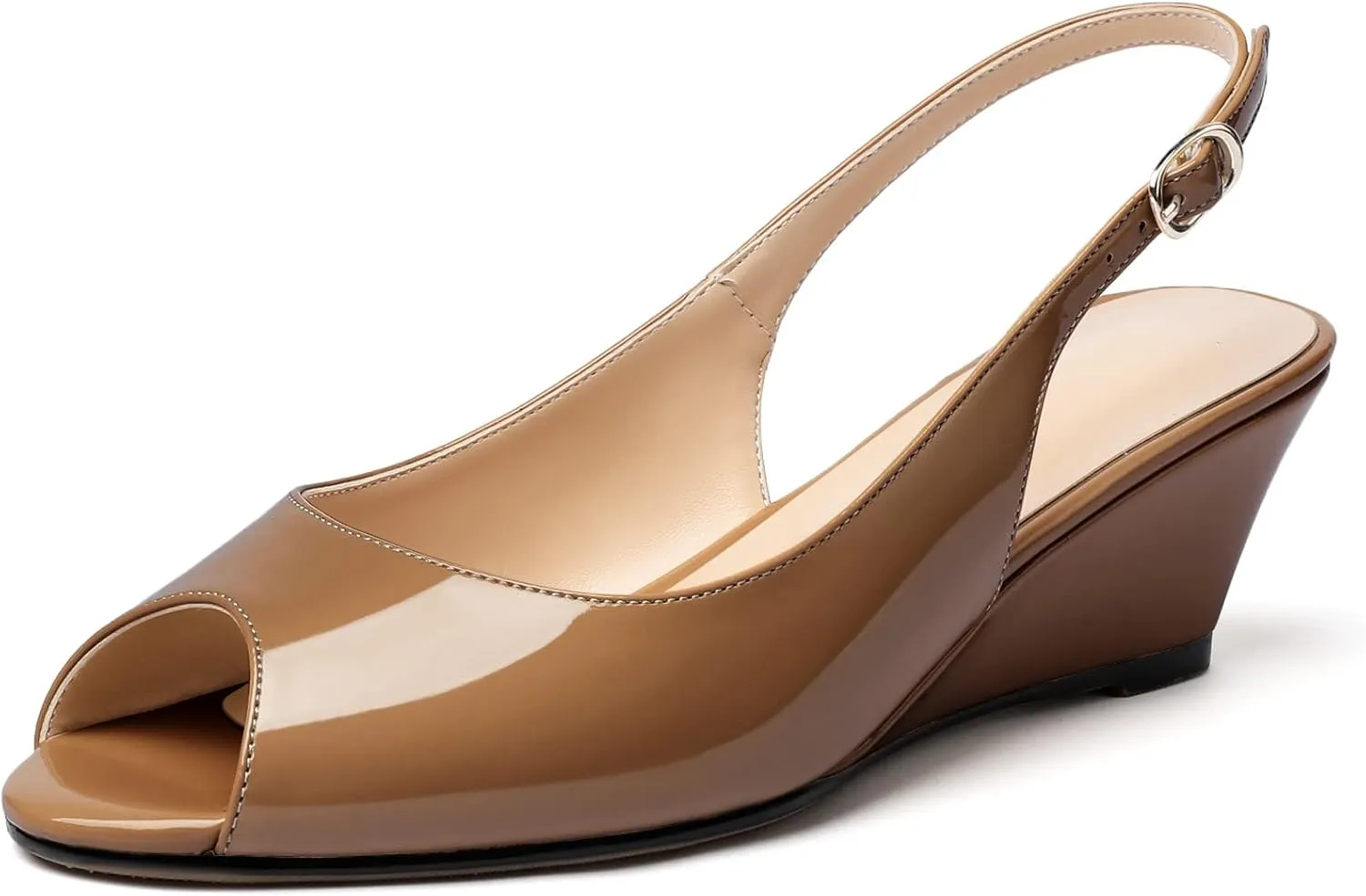 YODEKS Womens Wedges Peep Toe Low Heel Pumps 2 Inch Slingback Sandals Shoes