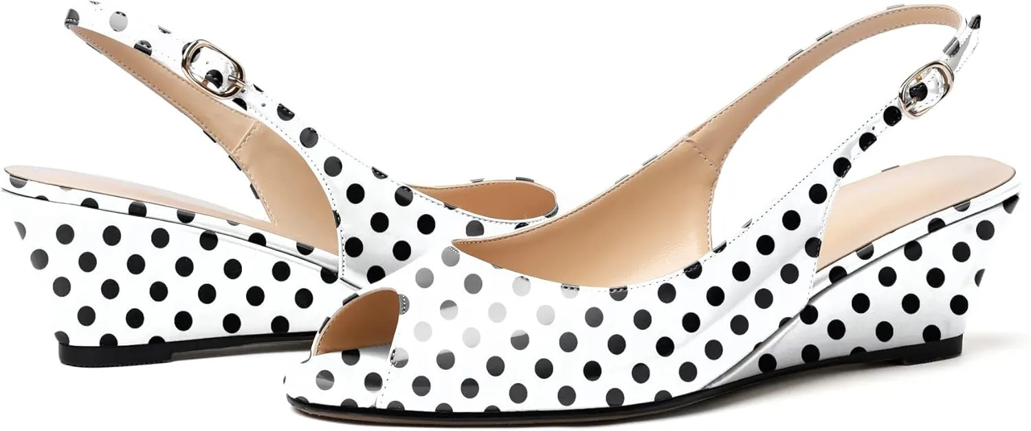 YODEKS Womens Wedges Peep Toe Low Heel Pumps 2 Inch Slingback Sandals Shoes