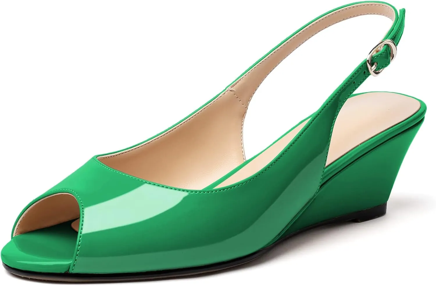 YODEKS Womens Wedges Peep Toe Low Heel Pumps 2 Inch Slingback Sandals Shoes