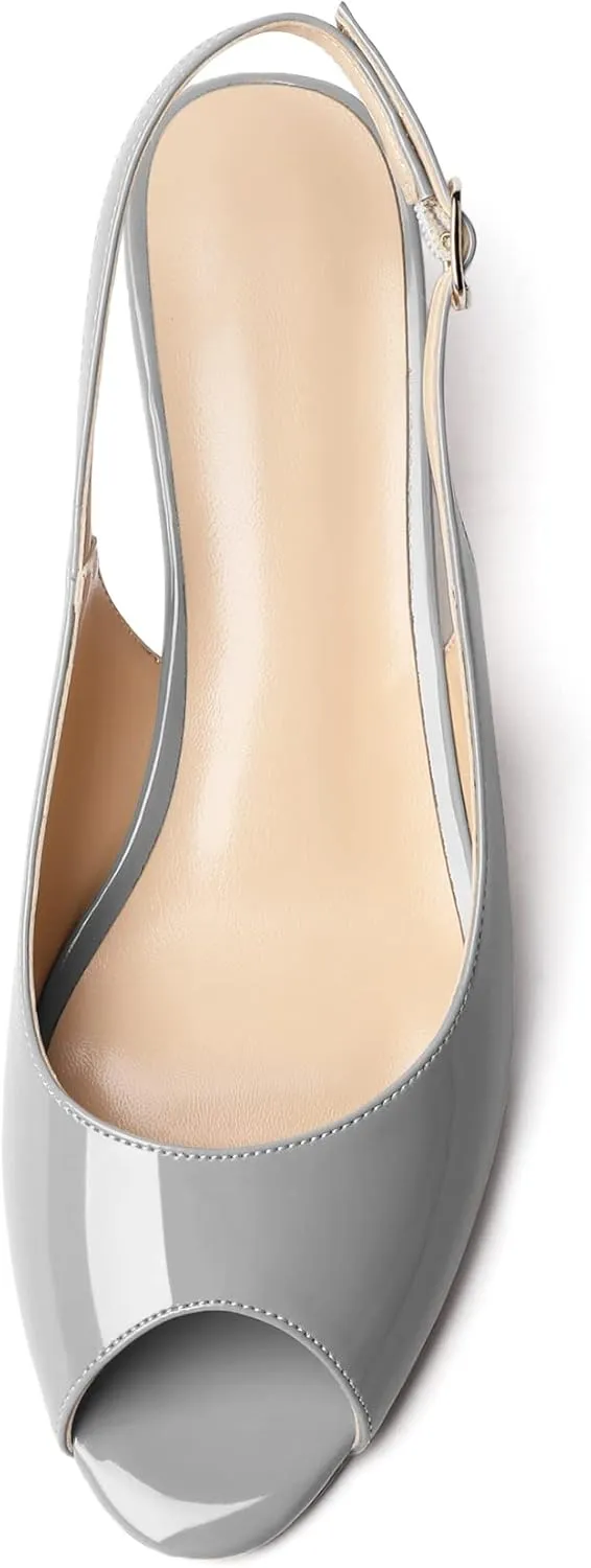 YODEKS Womens Wedges Peep Toe Low Heel Pumps 2 Inch Slingback Sandals Shoes