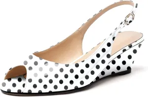 YODEKS Womens Wedges Peep Toe Low Heel Pumps 2 Inch Slingback Sandals Shoes