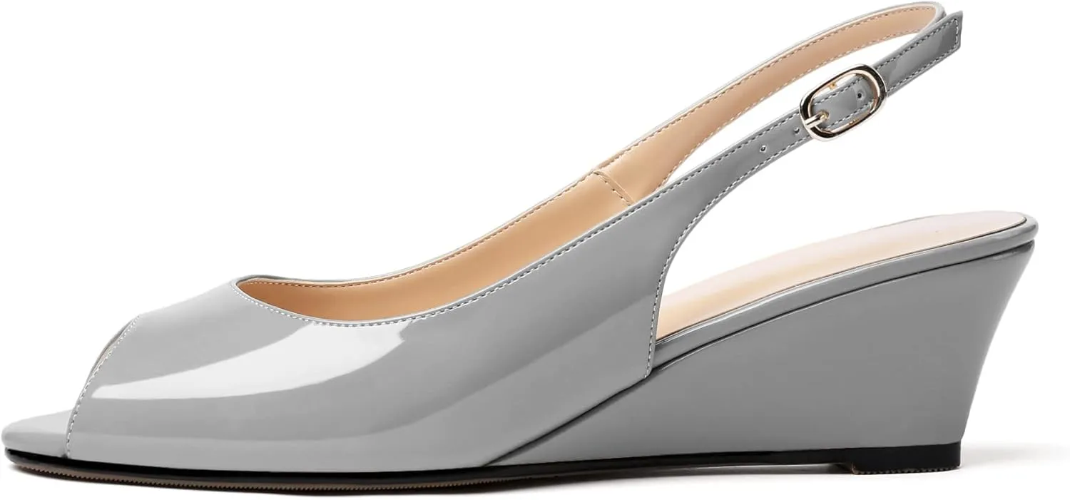 YODEKS Womens Wedges Peep Toe Low Heel Pumps 2 Inch Slingback Sandals Shoes