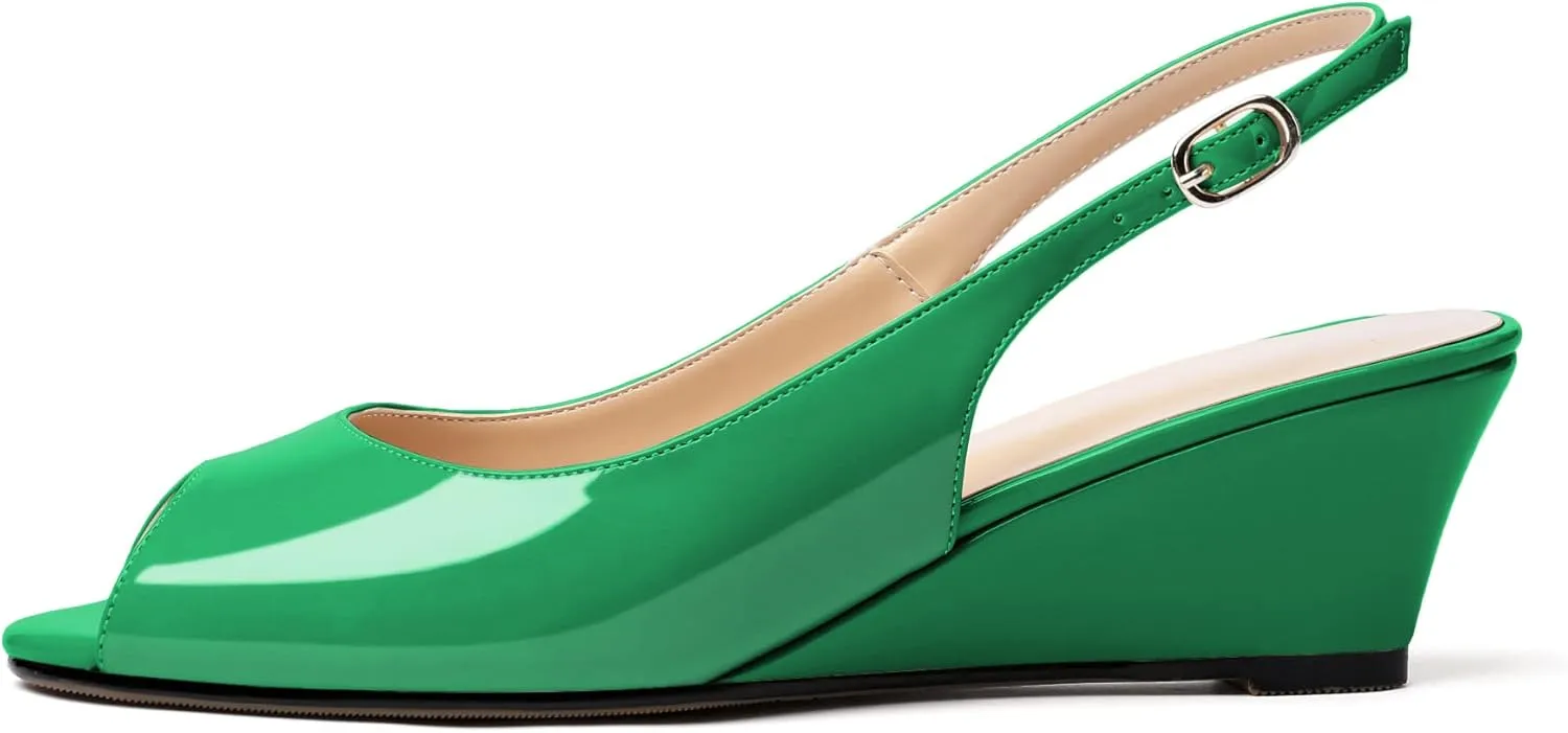 YODEKS Womens Wedges Peep Toe Low Heel Pumps 2 Inch Slingback Sandals Shoes