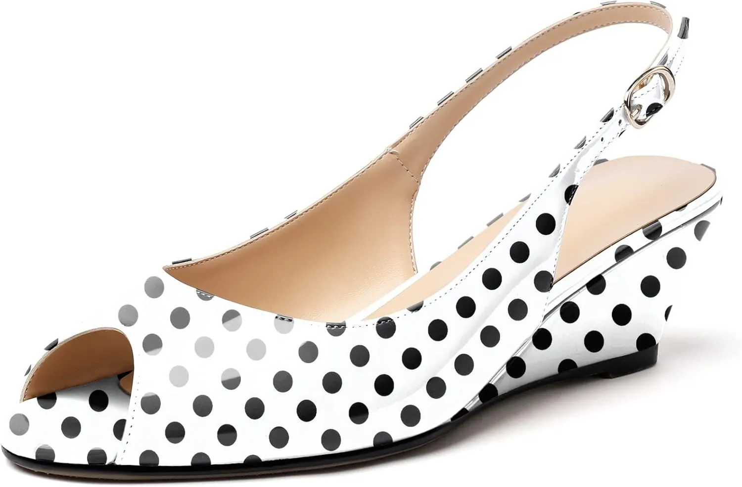 YODEKS Womens Wedges Peep Toe Low Heel Pumps 2 Inch Slingback Sandals Shoes