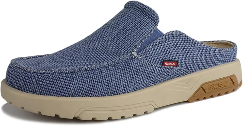 YONGJIA Men's Slip On Loafers with Arch Support Plantar Fasciitis Foot and Heel Pain Relief Orthopedic Casual Slippers Diabetic Bunions Boat Shoes