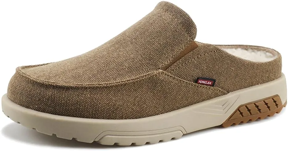 YONGJIA Men's Slip On Loafers with Arch Support Plantar Fasciitis Foot and Heel Pain Relief Orthopedic Casual Slippers Diabetic Bunions Boat Shoes