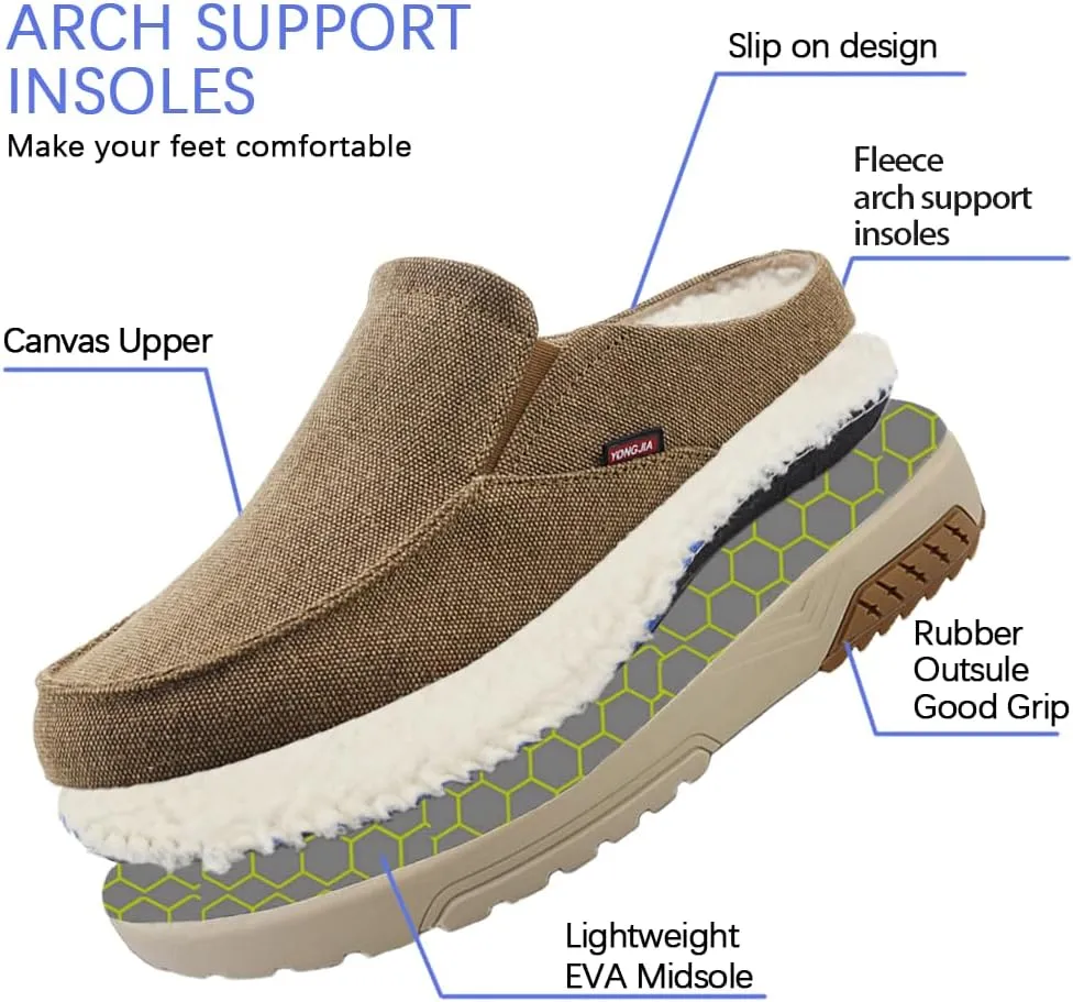 YONGJIA Men's Slip On Loafers with Arch Support Plantar Fasciitis Foot and Heel Pain Relief Orthopedic Casual Slippers Diabetic Bunions Boat Shoes