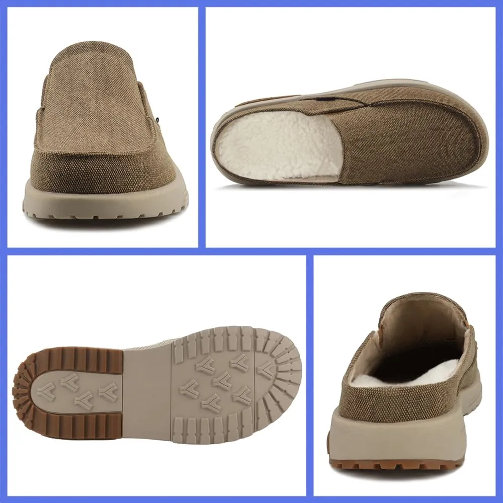 YONGJIA Men's Slip On Loafers with Arch Support Plantar Fasciitis Foot and Heel Pain Relief Orthopedic Casual Slippers Diabetic Bunions Boat Shoes