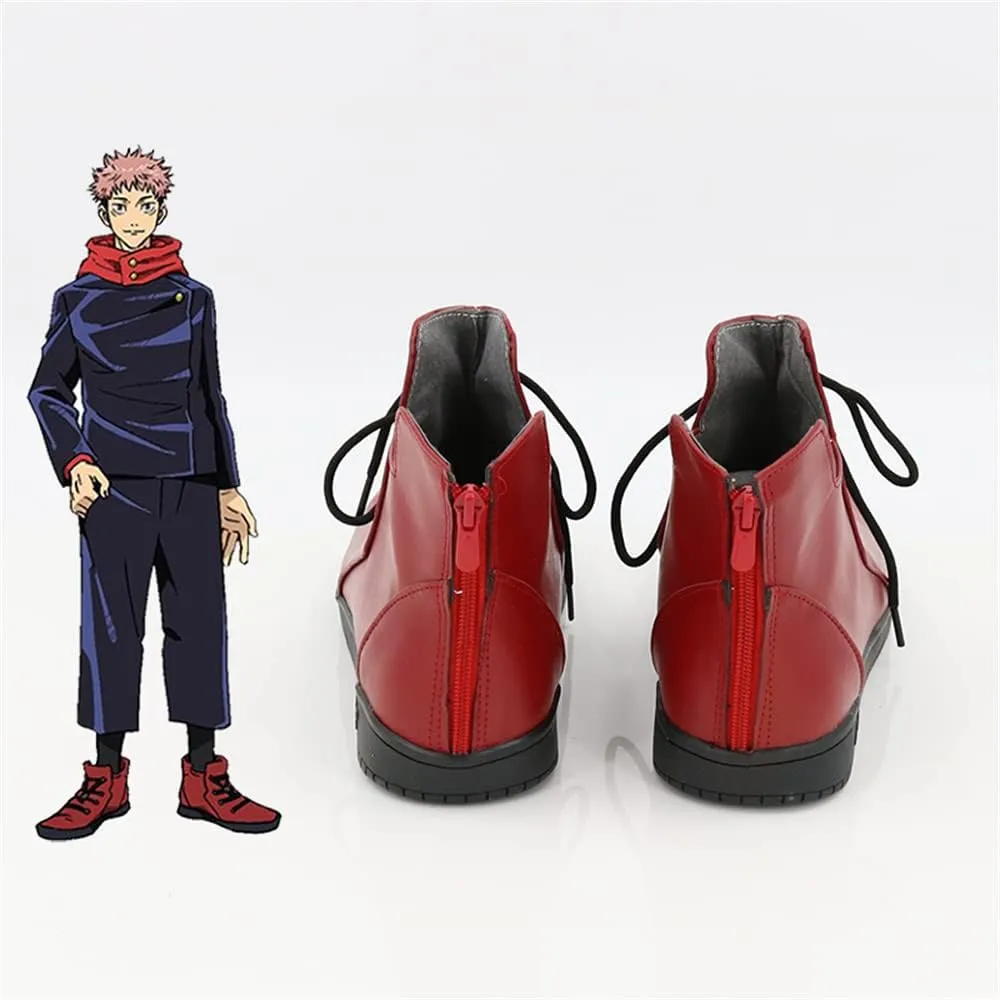 Yuji Itadori Cosplay Shoes Boots Red Halloween Party Shoes Costume Accessories
