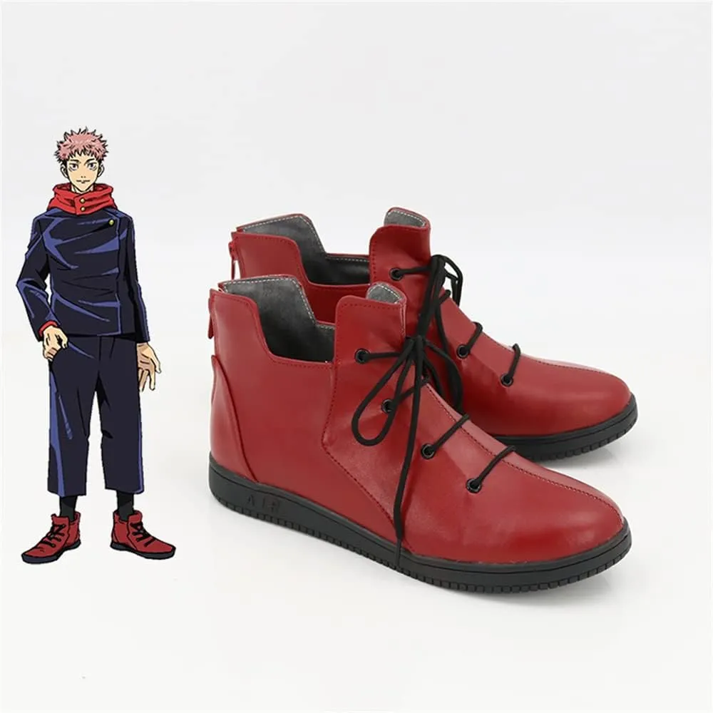 Yuji Itadori Cosplay Shoes Boots Red Halloween Party Shoes Costume Accessories