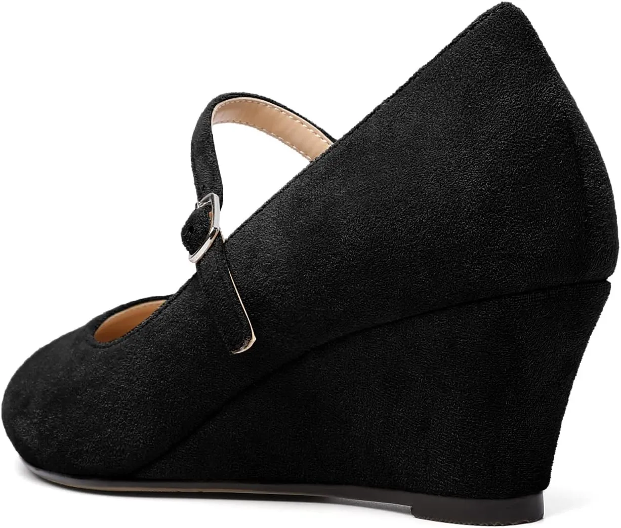Zamikoo Women's Mary Jane Wedge Low Heel Pumps 2 Inch Round Toe Wedge Heels Dress Shoes for Office Wedding Party