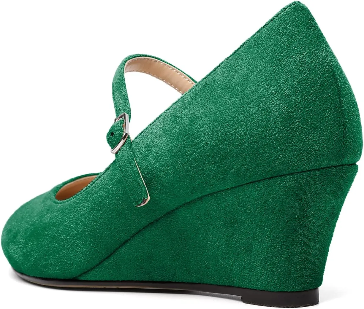 Zamikoo Women's Mary Jane Wedge Low Heel Pumps 2 Inch Round Toe Wedge Heels Dress Shoes for Office Wedding Party