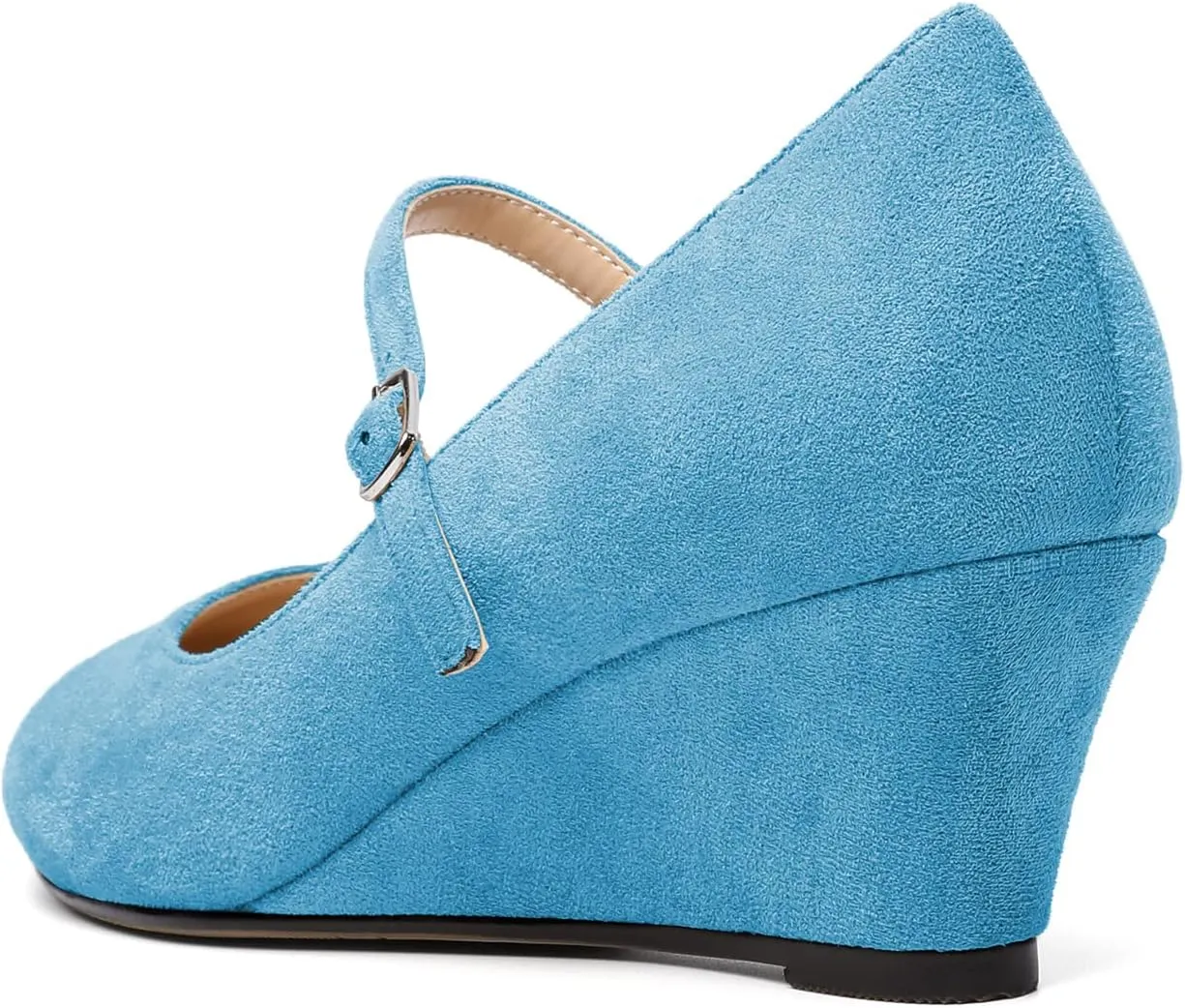 Zamikoo Women's Mary Jane Wedge Low Heel Pumps 2 Inch Round Toe Wedge Heels Dress Shoes for Office Wedding Party