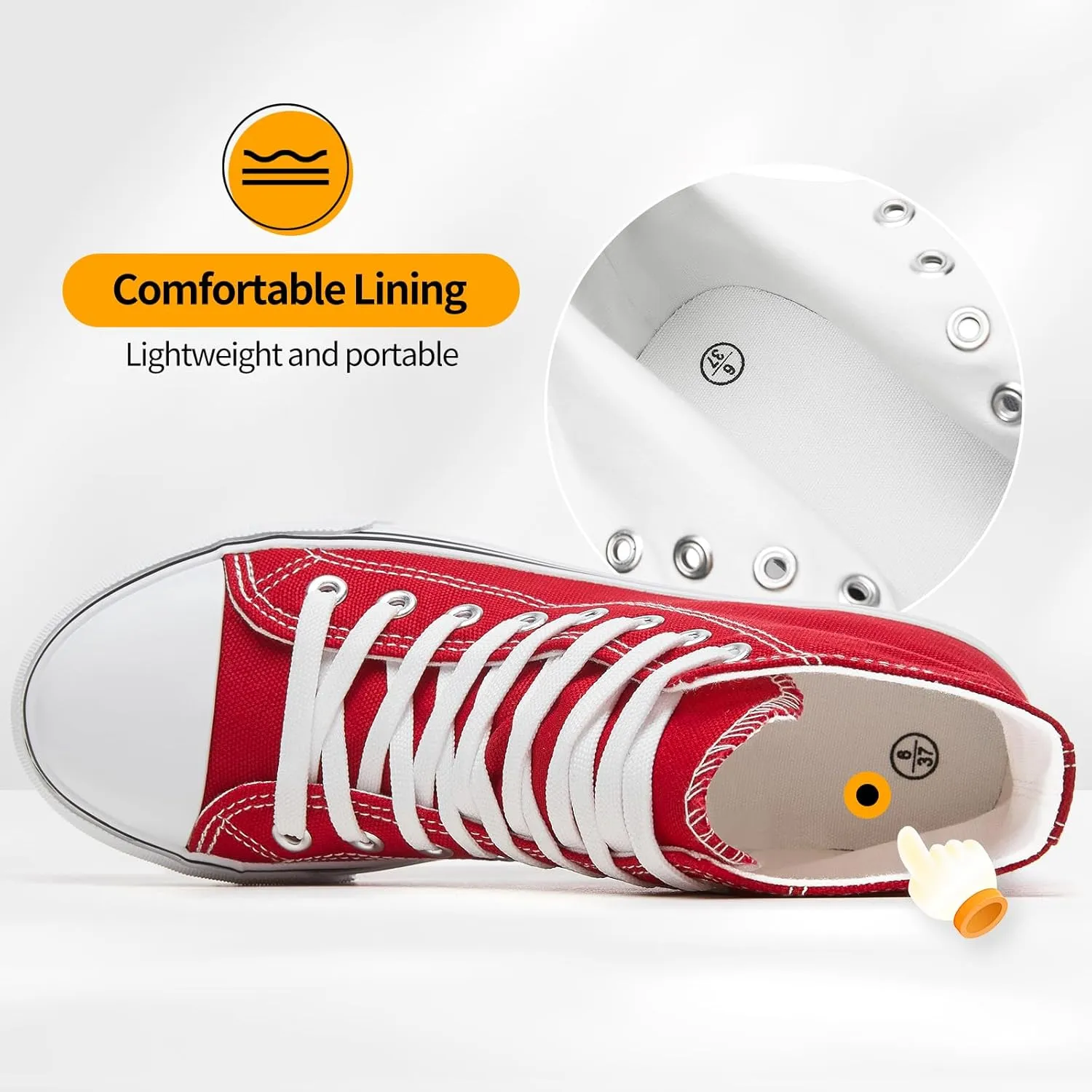ZGR Womens High Top Canvas Sneakers,Lace-up Canvas Shoes,Casual Tennis Walking Shoes