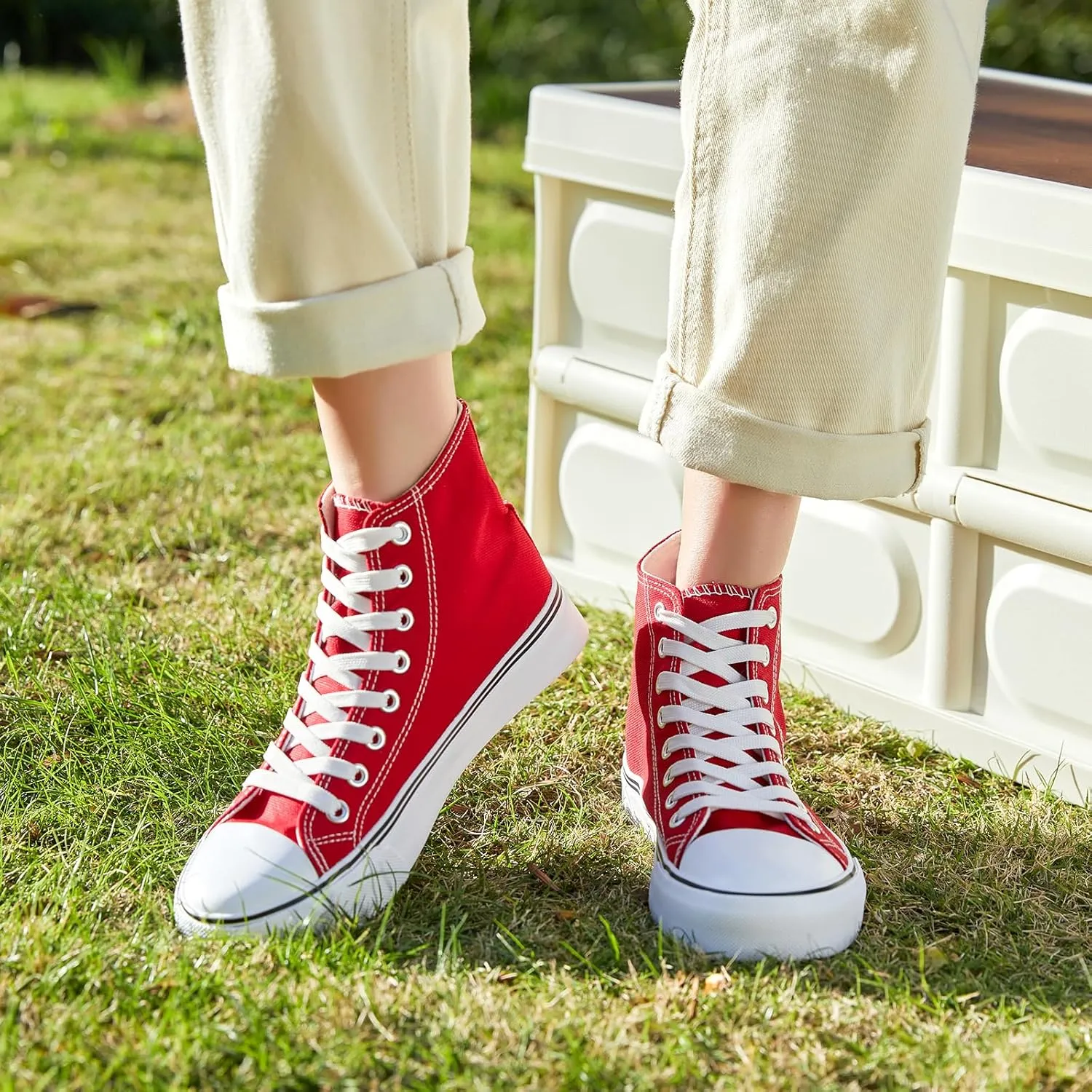 ZGR Womens High Top Canvas Sneakers,Lace-up Canvas Shoes,Casual Tennis Walking Shoes