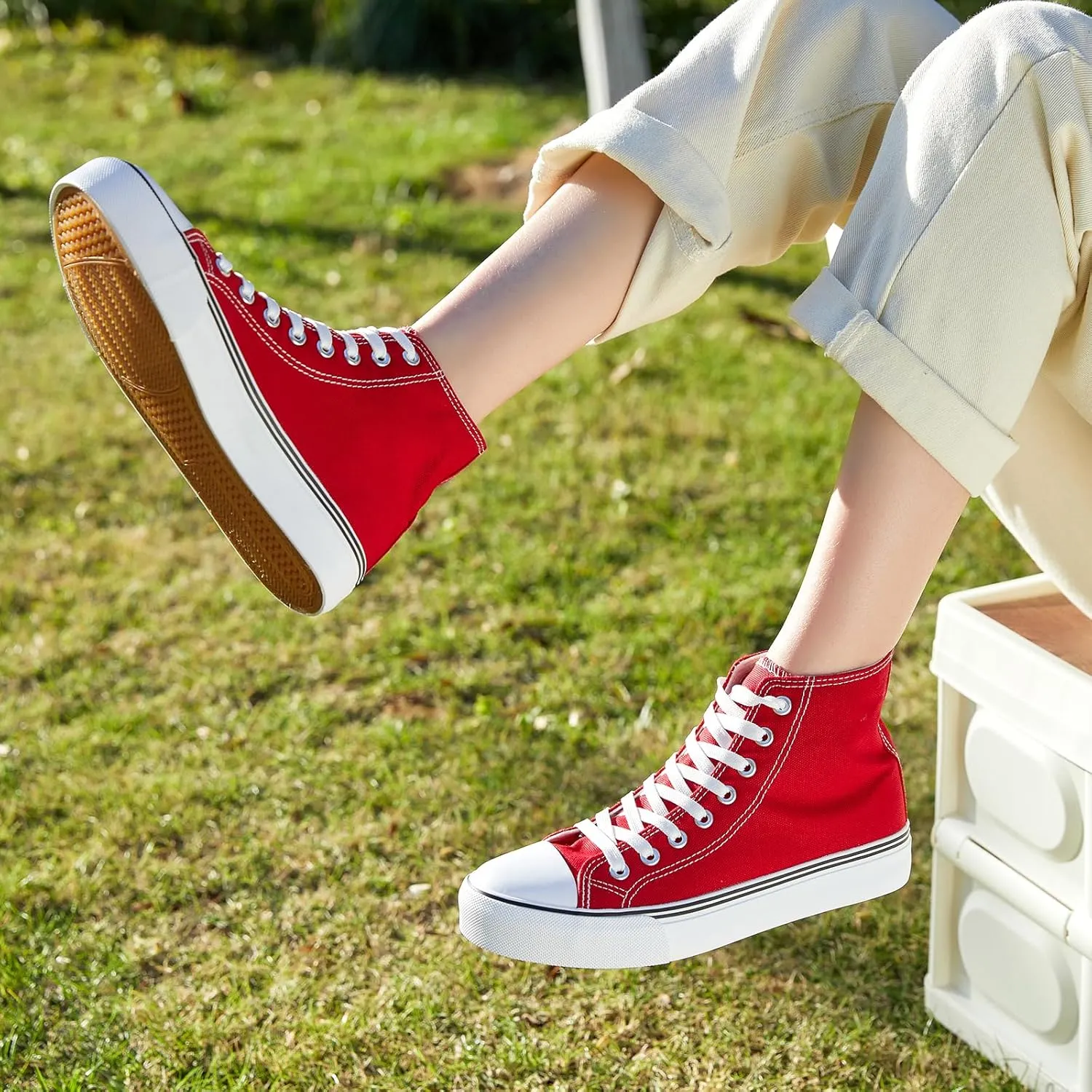 ZGR Womens High Top Canvas Sneakers,Lace-up Canvas Shoes,Casual Tennis Walking Shoes