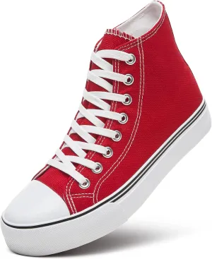 ZGR Womens High Top Canvas Sneakers,Lace-up Canvas Shoes,Casual Tennis Walking Shoes